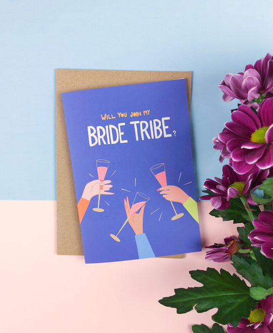 will you join my bride tribe hen party greeting card wedding besti A6 made in uk recyclable Keechi & co.
