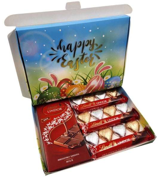 Lindt Lindor Milk Chocolate Bars & Hearts Gift Box Hamper Happy Easter Keechi & co.