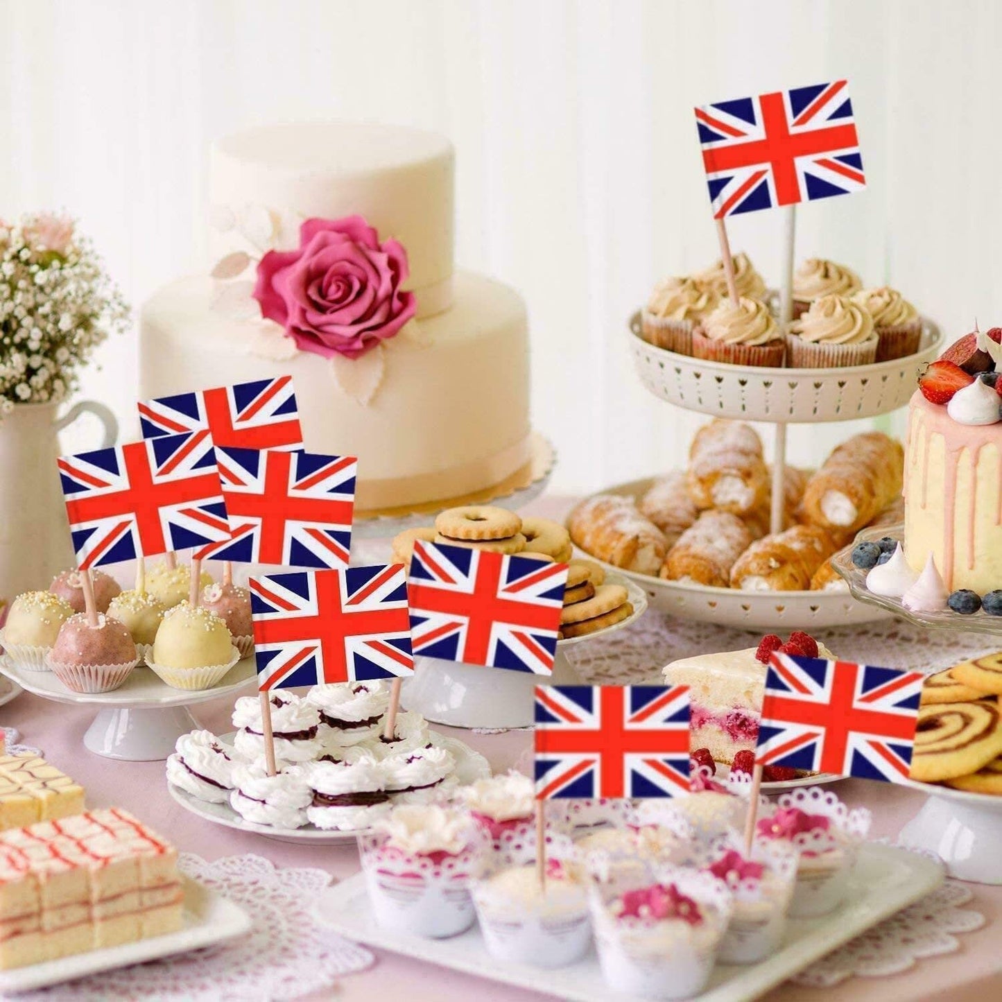 Union Jack Cocktail Sticks Flags Cake Topper Pick