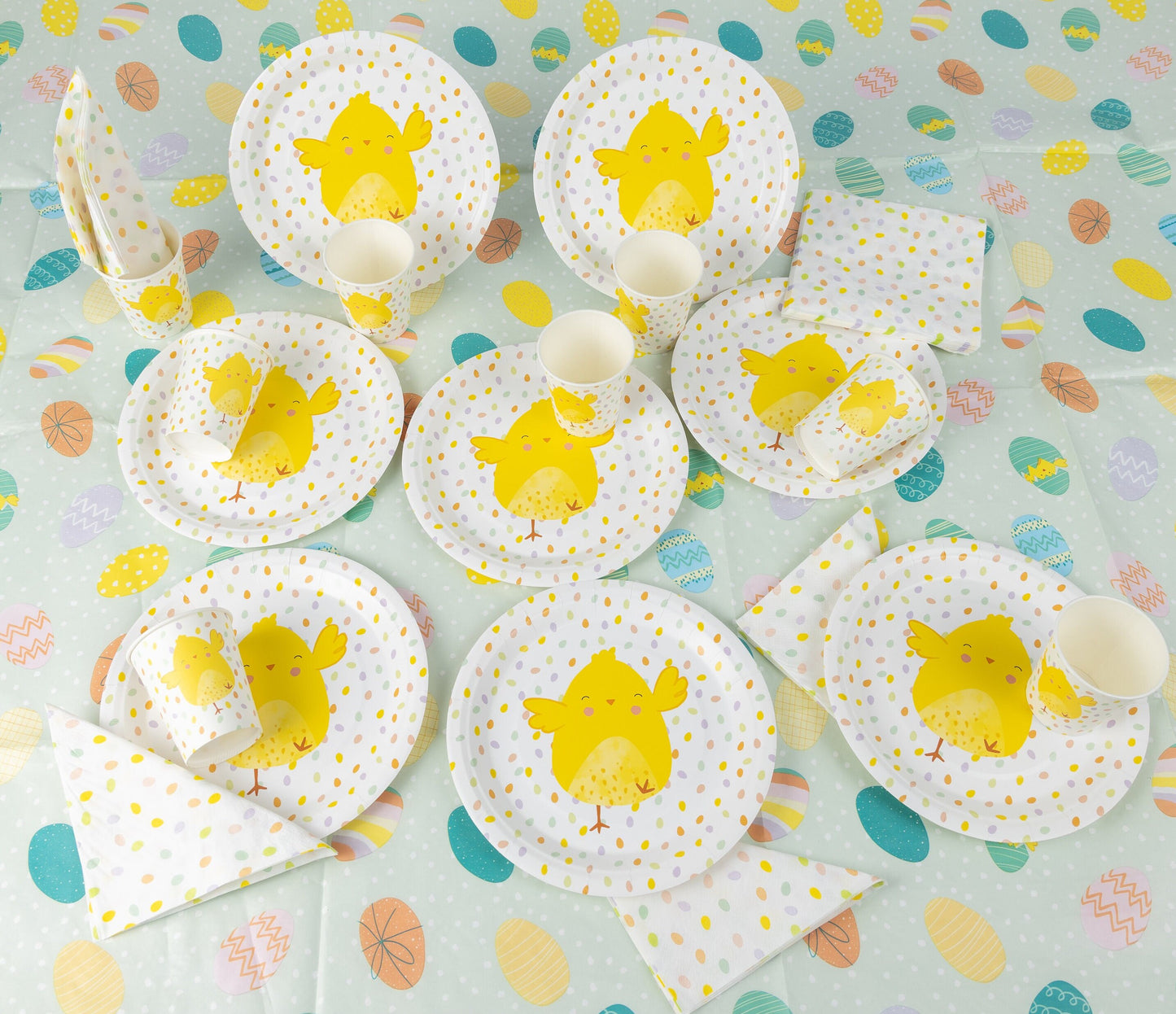 8 Pcs  Chick Paper Plates Cups Napkins Food Party Table Cloth Decoration Keechi & co.