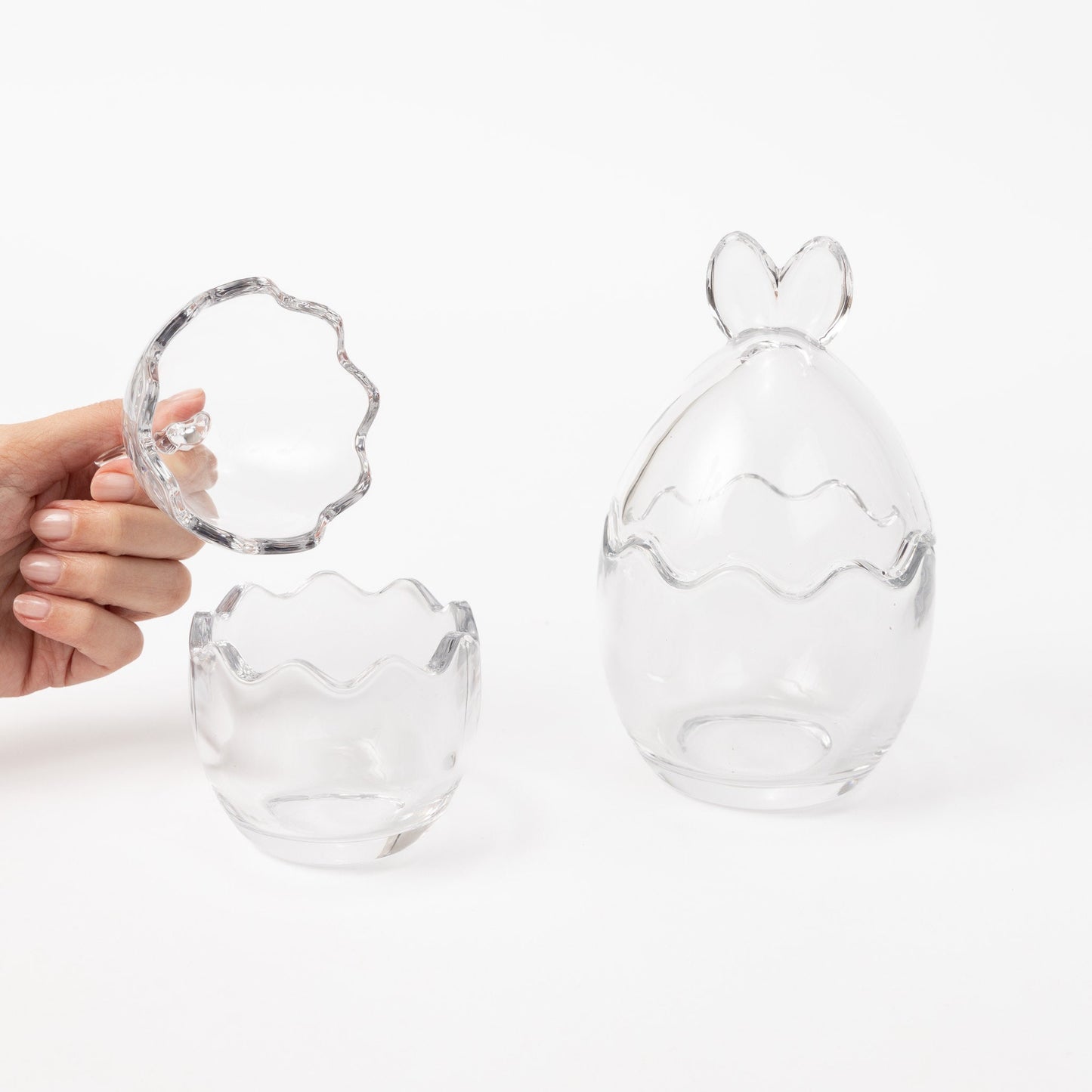 2 x Glass Bunny Ear Mini Egg Jars Clear Decorative Spring Home Decoration Keechi & co.