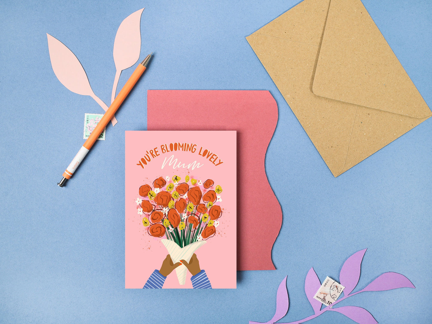 Your blooming lovely mum greeting card mom birthday mothers day A6 card with envelope