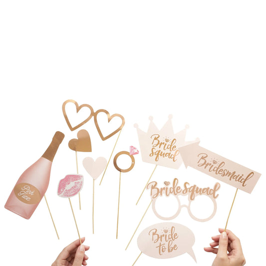 10 x wedding Party Selfie Photo Props Booth Night Games Wedding Pink & Rose Gold Keechi & co.