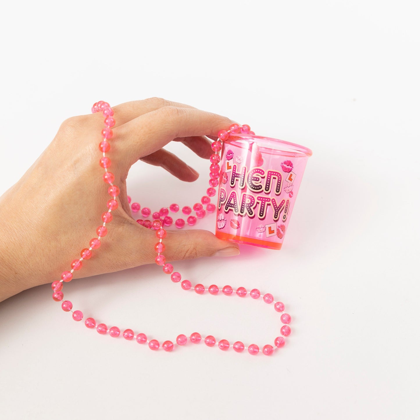 12 x pink Hen party team bride Hen Night Party bride to be Shot Glass Glasses & Necklace pink Keechi & co.