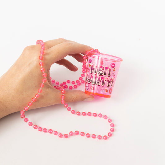 Pink Hen Party Shot Glass Necklace: Bride To Be Favor