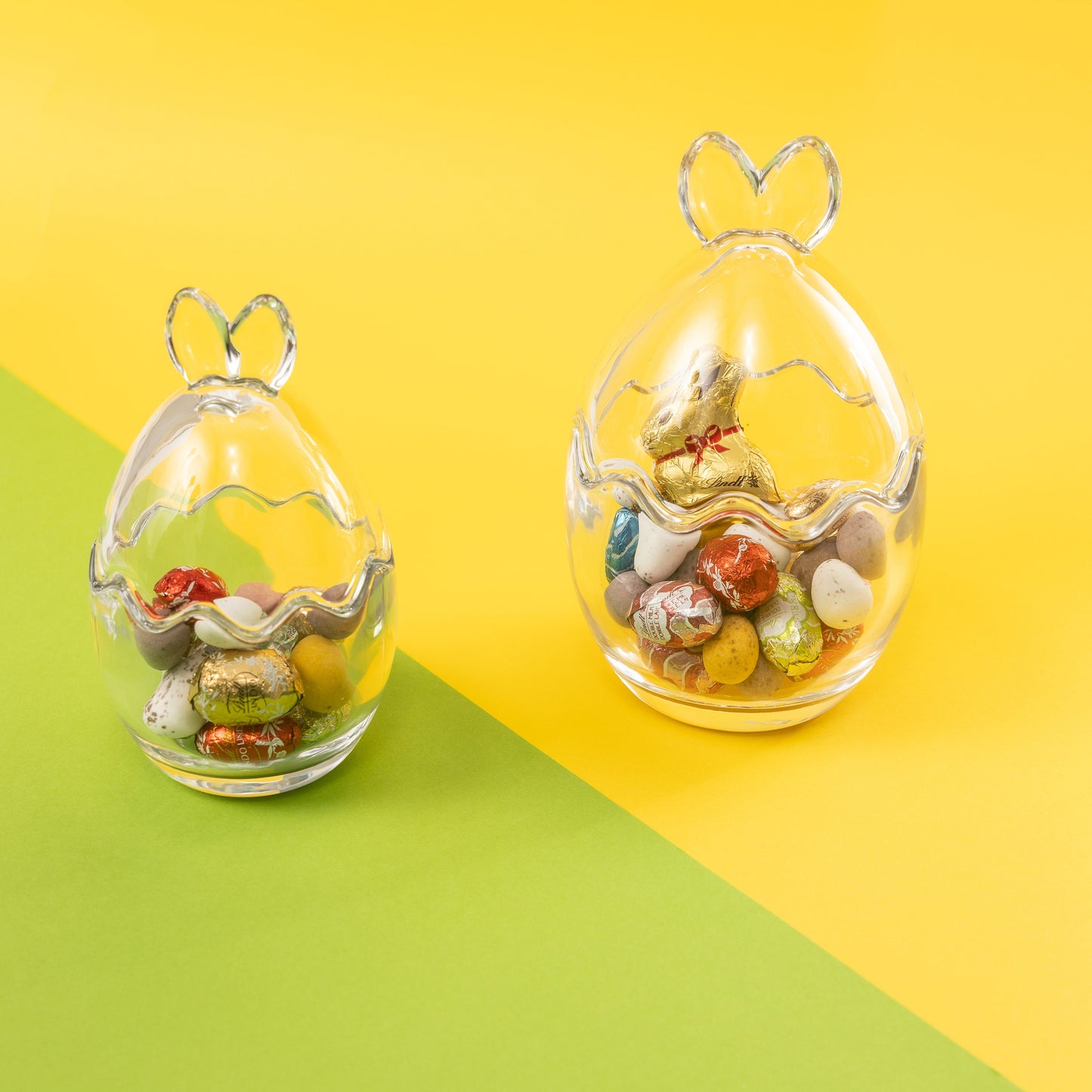 2 x Glass Bunny Ear Mini Egg Jars Clear Decorative Spring Home Decoration Keechi & co.