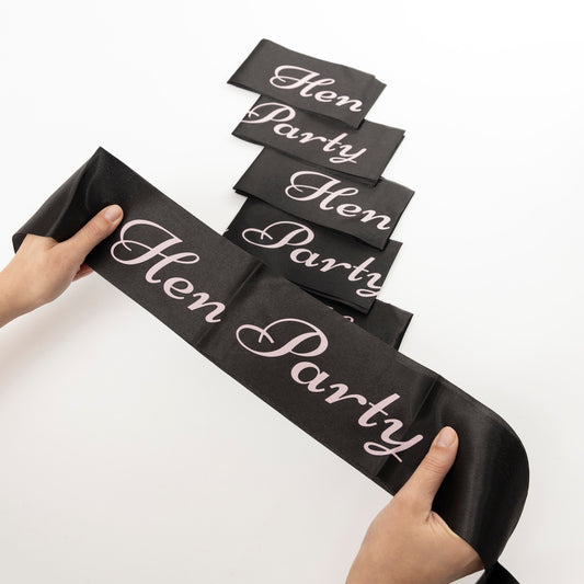 Hen Party Sashes Pink Black Rose Gold Glitter Hen Party Keechi & co.