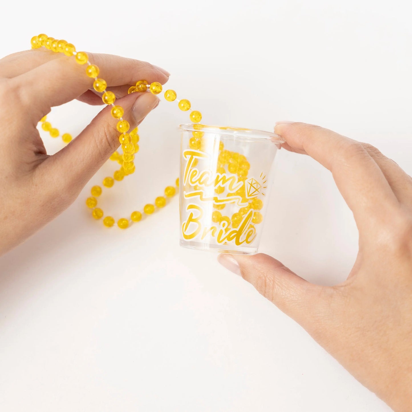 Team bride Yellow Hen Night Party bride to be Shot Glass Glasses & Necklace Keechi & co.
