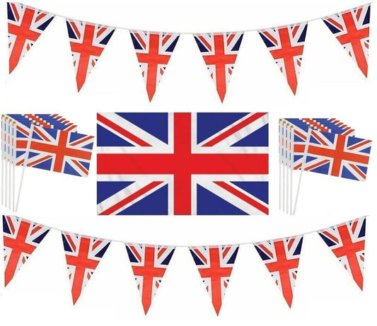 Union Jack Bunting 12pcs Set Flag Hand Party Decorations