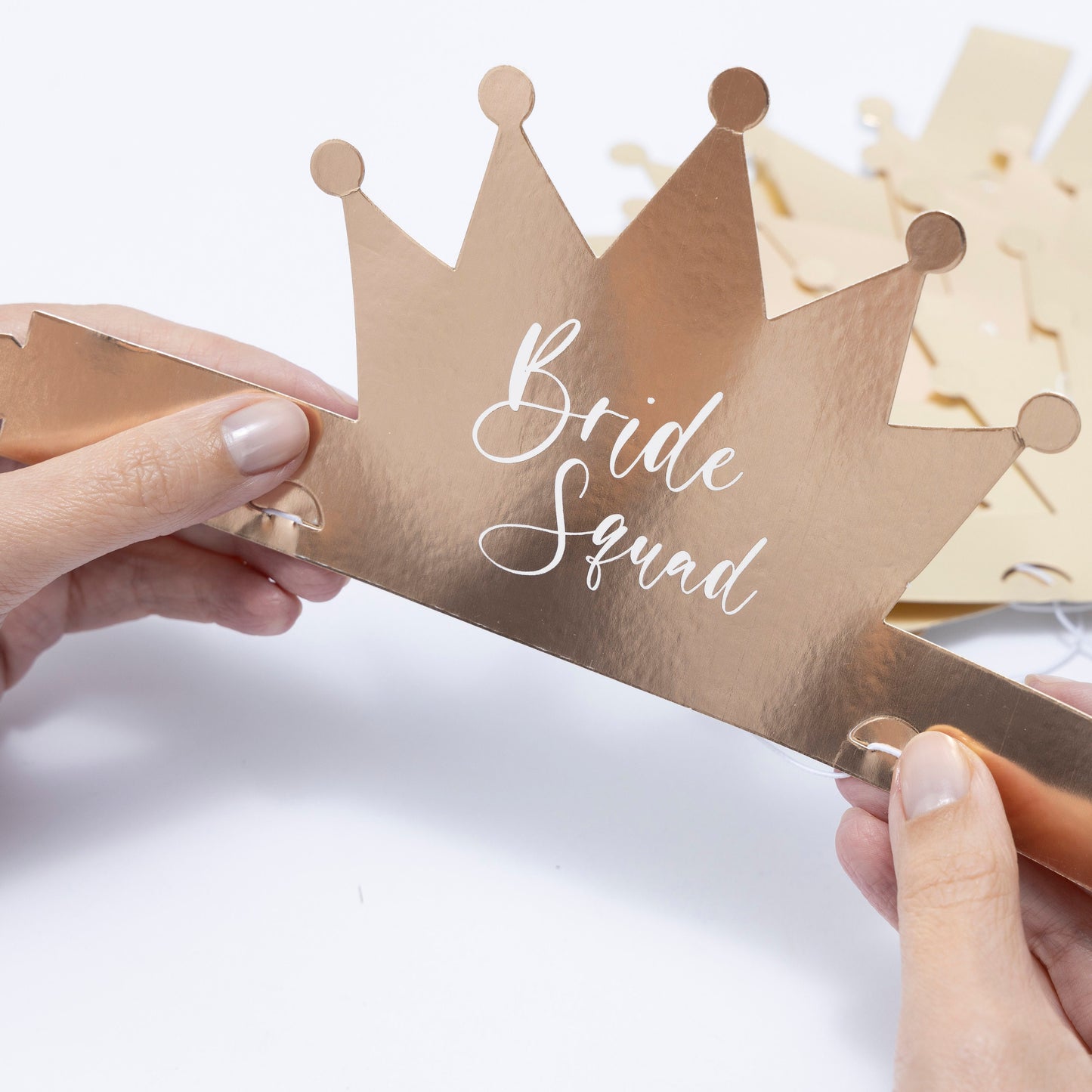 Bride Squad Gold Foil Paper Crowns: Bridal Shower Party Favors (Pack of 8)