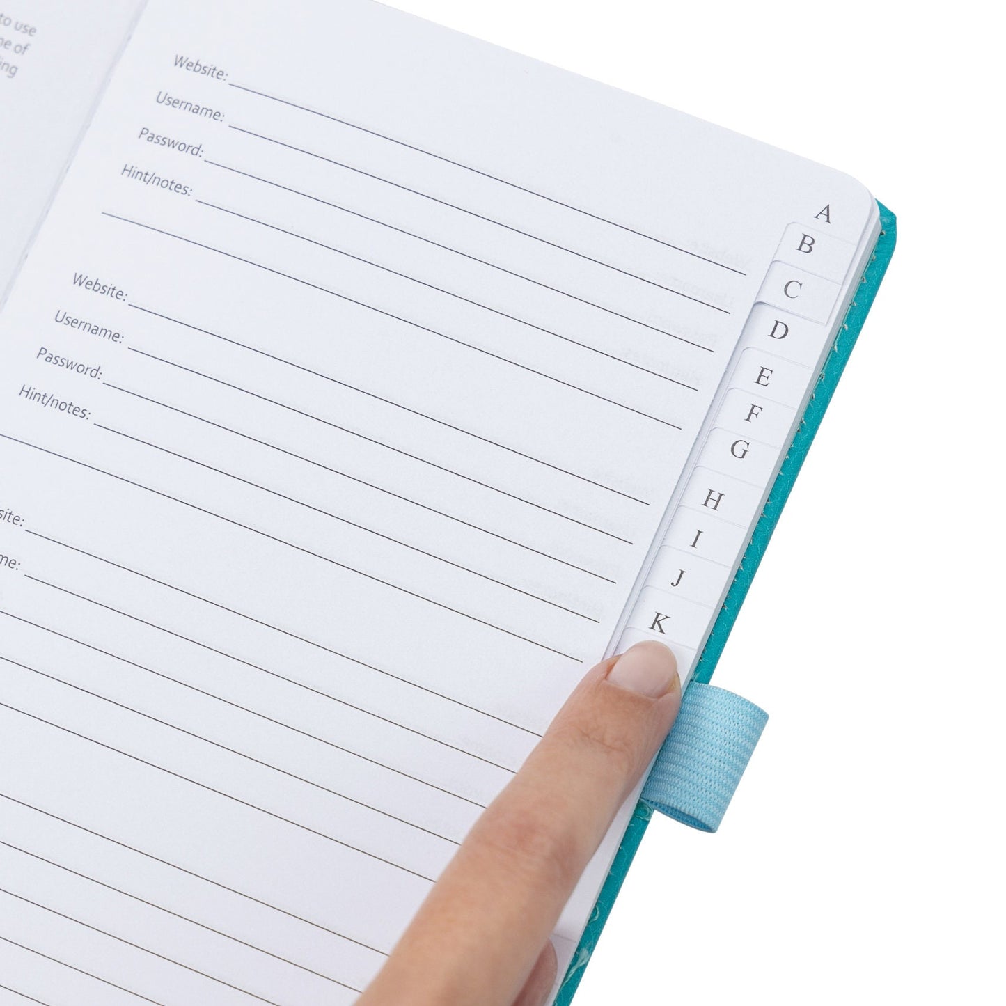 Password Username Book A-Z Index Tabs Hard Back Contact Book With Pen Turquoise
