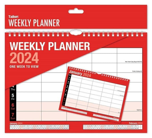 2024 Weekly Planner Calendar Staff Rota Family Organiser 1 Week to View W2W Keechi & co.