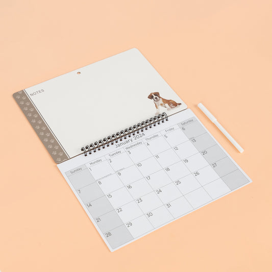 2024 puppy Monthly Memo Board Wall Calendar Family Organiser White Board & Pen Keechi & co.