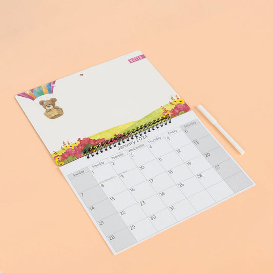 2024 Monthly Memo Board Wall Calendar Family Organiser White Board & Pen teddy Keechi & co.
