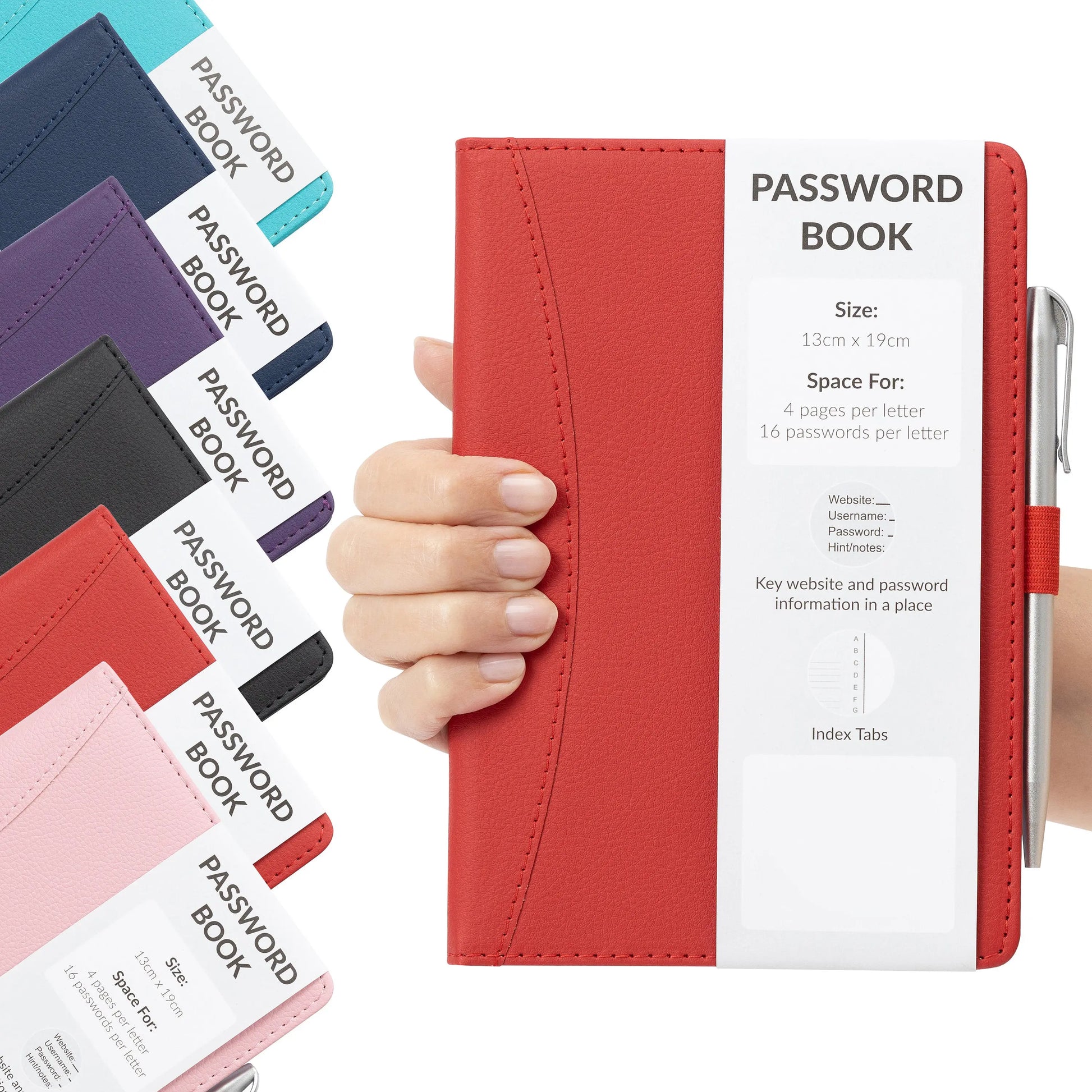 Ultimate Password & Username Organiser A-Z Index Tabbed Sections Red Hardcover Pen Included  Simplify and Secure Your Digital Life Keechi & co.