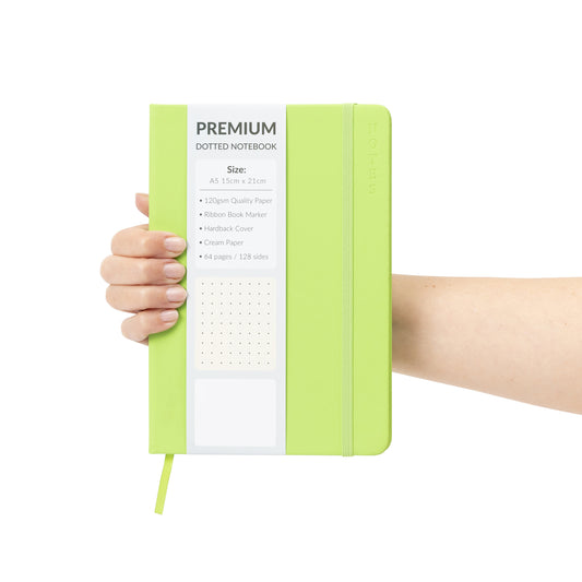 A5 Hardback Dotted Notebook Notepad Notes Diary Bullet Journal Premium Book lime Keechi & co.