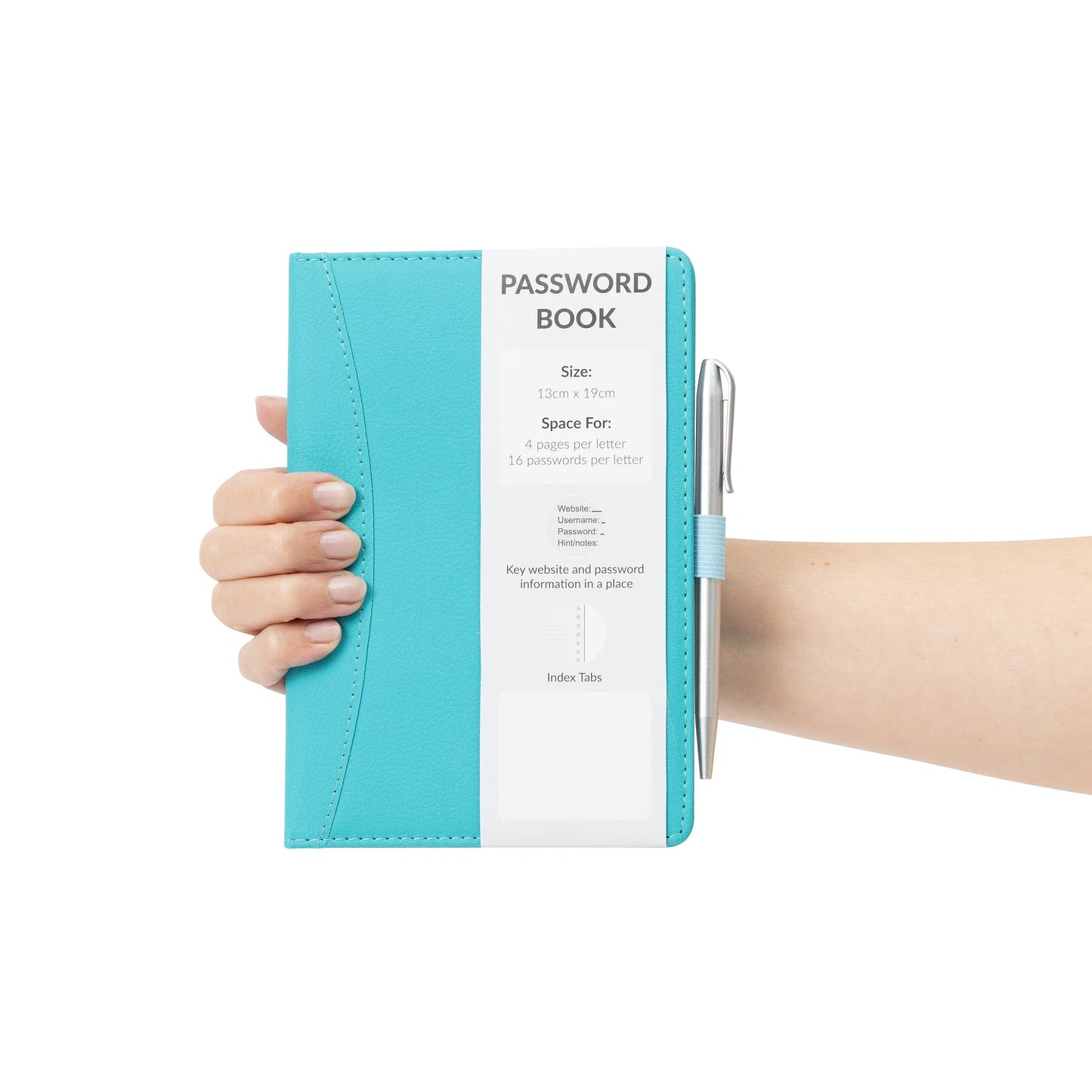 Password Username Book A-Z Index Tabs Hard Back Contact Book With Pen Turquoise Keechi & co.