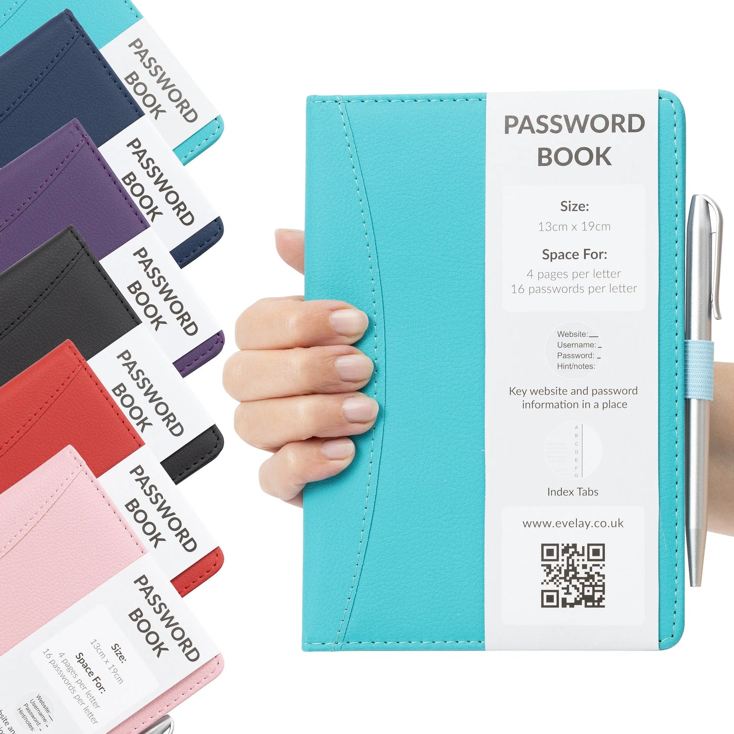 Password Username Book A-Z Index Tabs Hard Back Contact Book With Pen Turquoise Keechi & co.