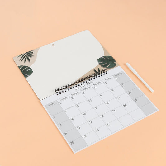 2024 Monthly Memo Board Wall Calendar Whiteboard Month Planner Memo or Event Reminder for Adults and Children Notice Board Monthly (Leaf) Keechi & co.