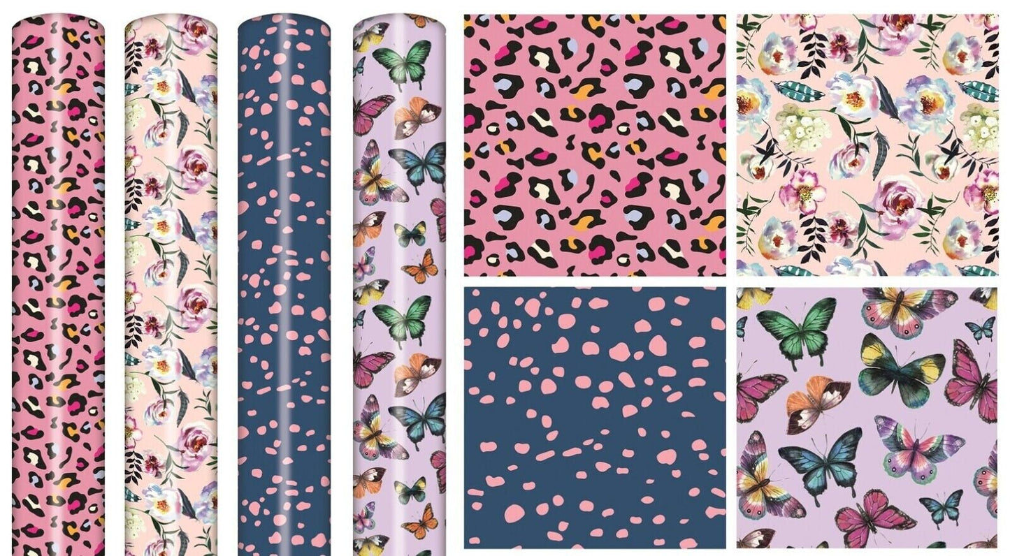 4 Rolls Gift Wrapping Paper Female Unisex Happy Birthday 3M x 70cm Roll 12 Metre Keechi & co.