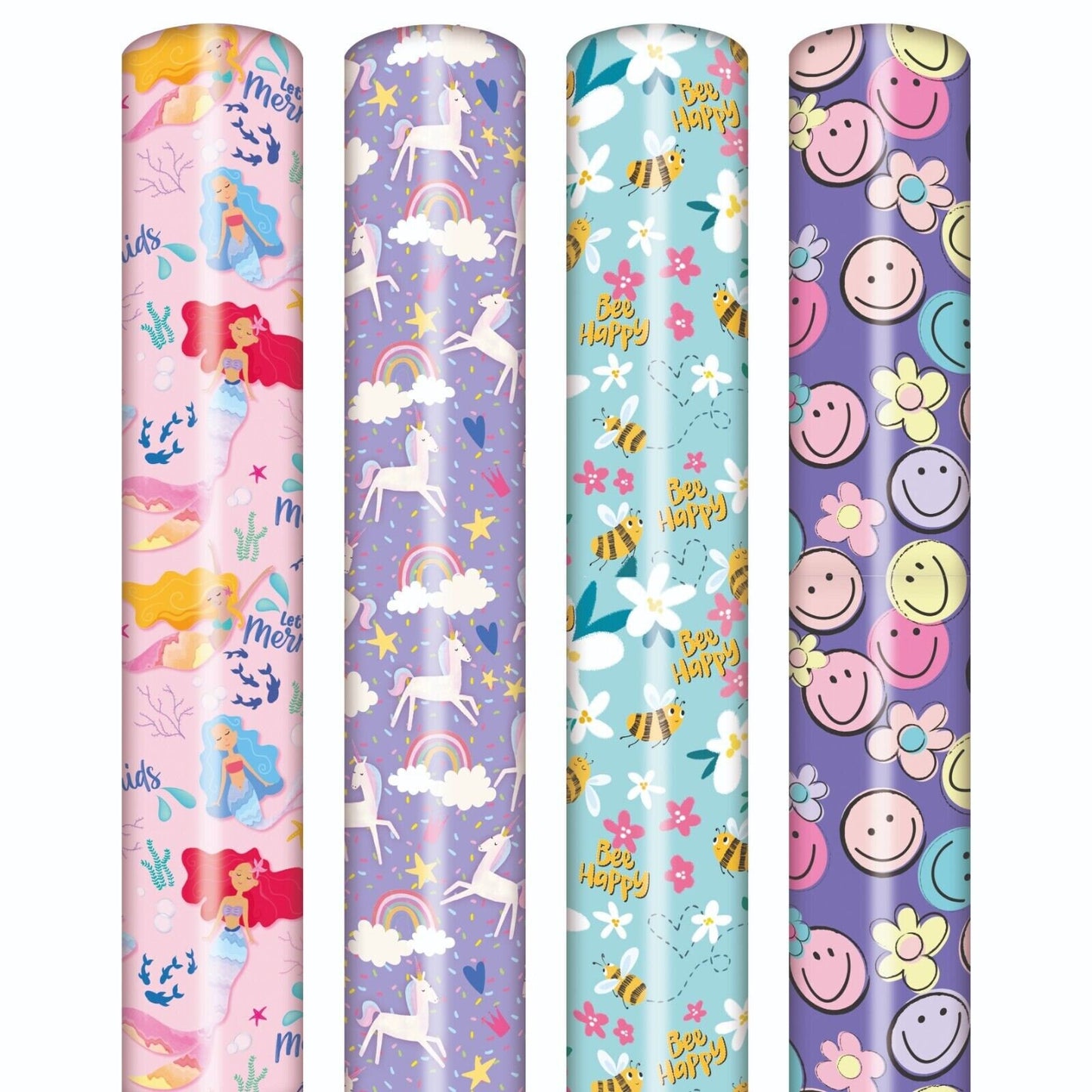 4 Rolls Gift Wrapping Paper Girls Unisex Happy Birthday 3M x 70cm Roll 12 Metre Keechi & co.