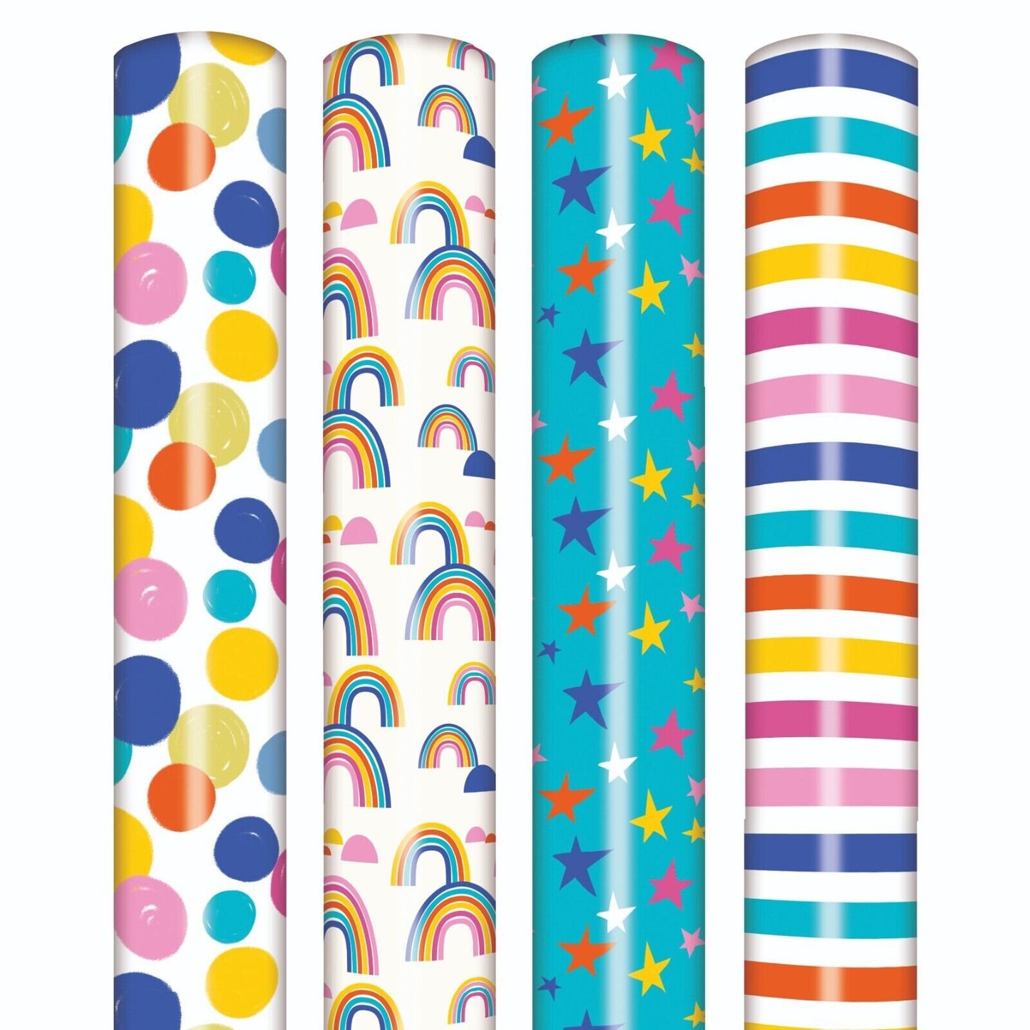 4 Rolls Gift Wrapping Paper Bright Unisex Happy Birthday 3M x 70cm Roll 12 Metre Keechi & co.