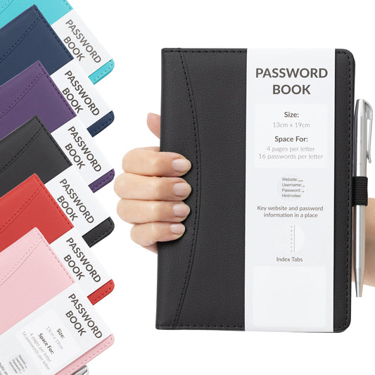Password Username Book A-Z Index Hard Back A5 Contact Book red navy Turquoise  purple red black With Pen Keechi & co.
