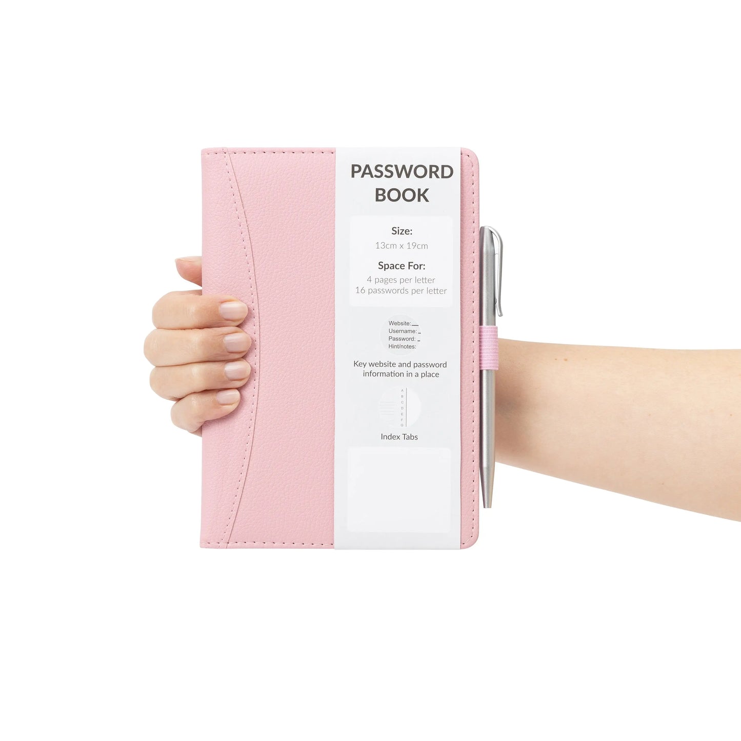 Password Username Book A-Z Index Hard Back A5 Contact Book pink With Pen Keechi & co.