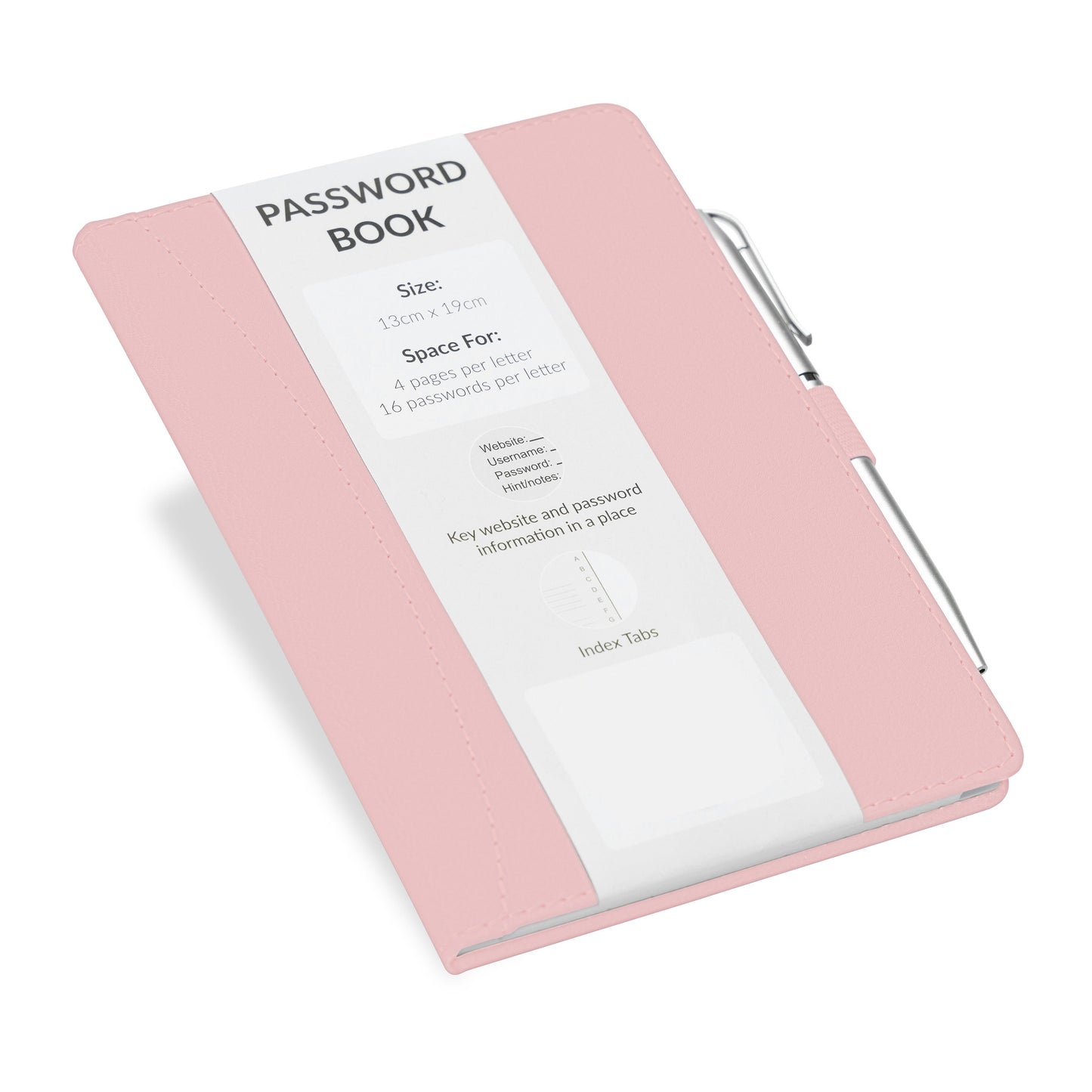 Password Username Book A-Z Index Hard Back A5 Contact Book pink With Pen