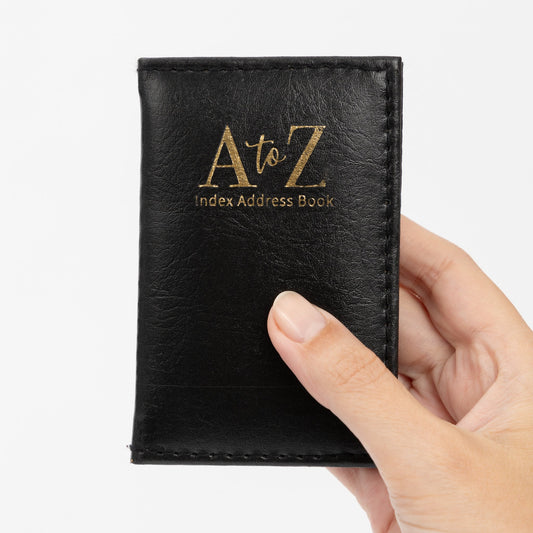 Index Address Book Leather Look Cover Executive Padded Small Sizes Notebook A-Z (Black)