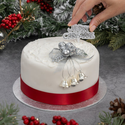 Christmas Cake Topper Set – Holly, Bells & Merry Christmas Sign – image 4