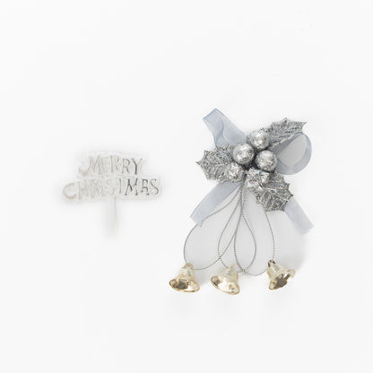 Christmas Cake Topper Set – Holly, Bells & Merry Christmas Sign – image 6