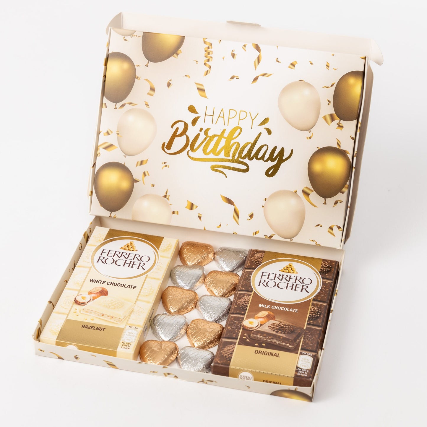 Ferrero Rocher Milk White Chocolate Bars Hearts Gift Box Hamper Happy Birthday Keechi & co.