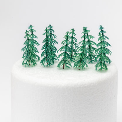 Plastic Christmas Tree Cake Toppers – 70mm – Pack of 10