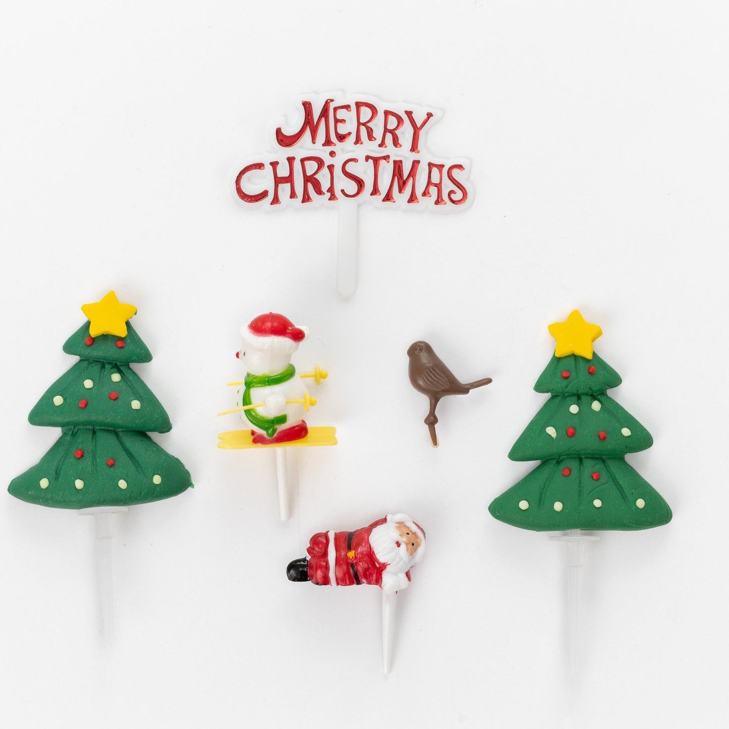 Christmas Cake Decorations Toppers 6 Piece Kids Set Snowman Cupcake Topper Cake Decoration Pieces Merry Christmas Keechi & co.