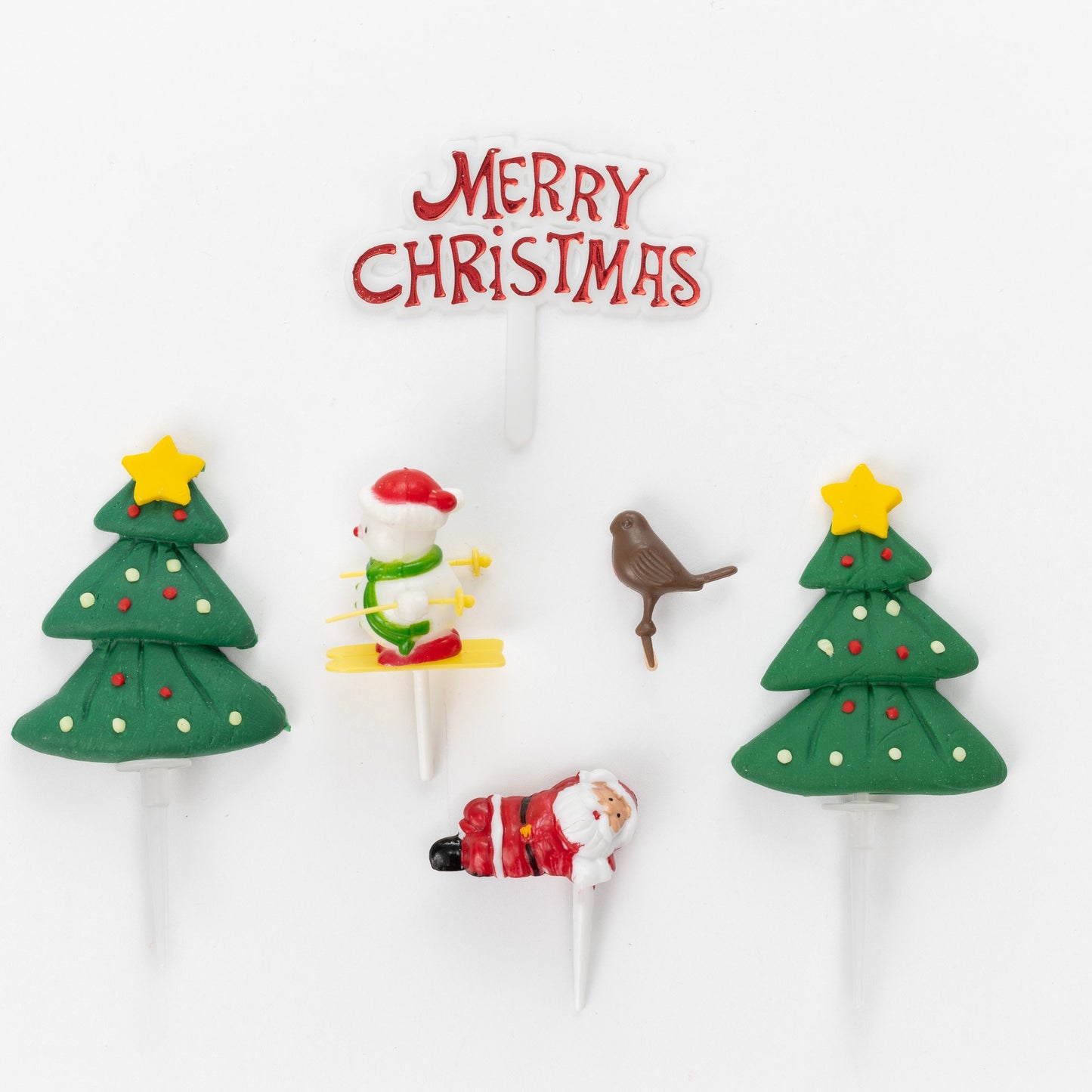 Christmas Cake Decorations Toppers 6 Piece Kids Set Snowman Cupcake Topper Cake Decoration Pieces Merry Christmas