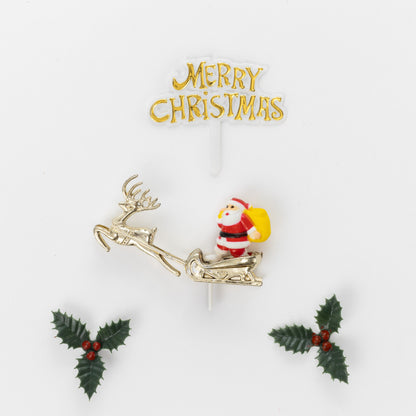 Christmas Cake Topper Set – Santa, Sleigh & Holly – 4 Piece – image 10