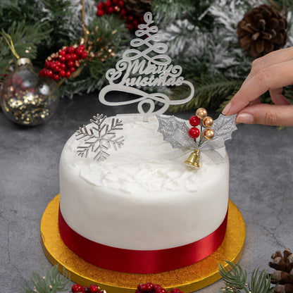 Merry Christmas Cake Topper Set – 3 Piece with Cake Frill – image 5