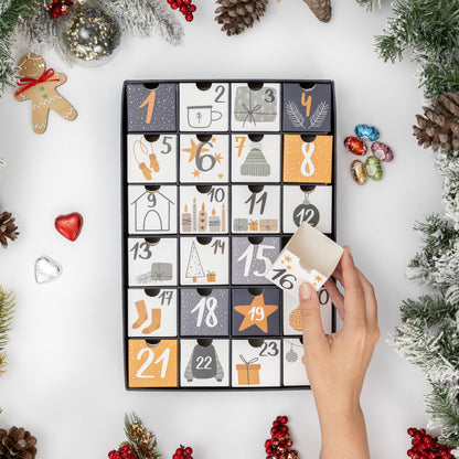 Fill Your Own Advent Calendar – 24 Drawers – Santa, Navy & Silver – image 4