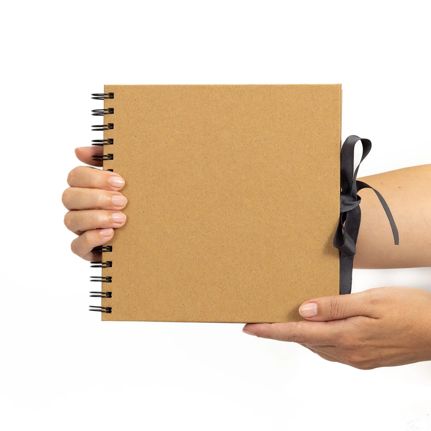 8" Square Kraft Paper Scrapbook Photo Album Book Spiral Bound Ribbon Tie 8 x 8 Keechi & co.