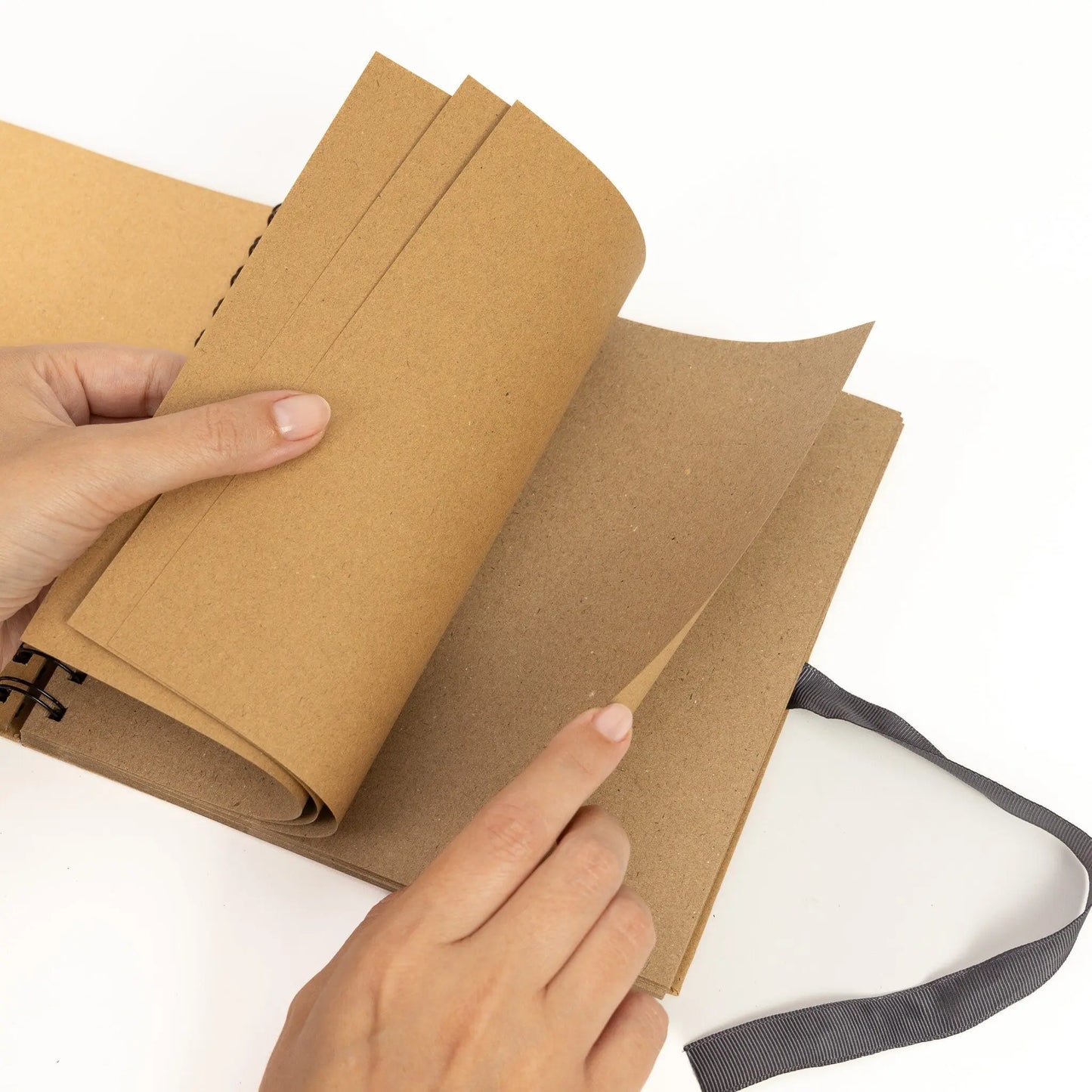 8" Square Kraft Paper Scrapbook Photo Album Book Spiral Bound Ribbon Tie 8 x 8 Keechi & co.