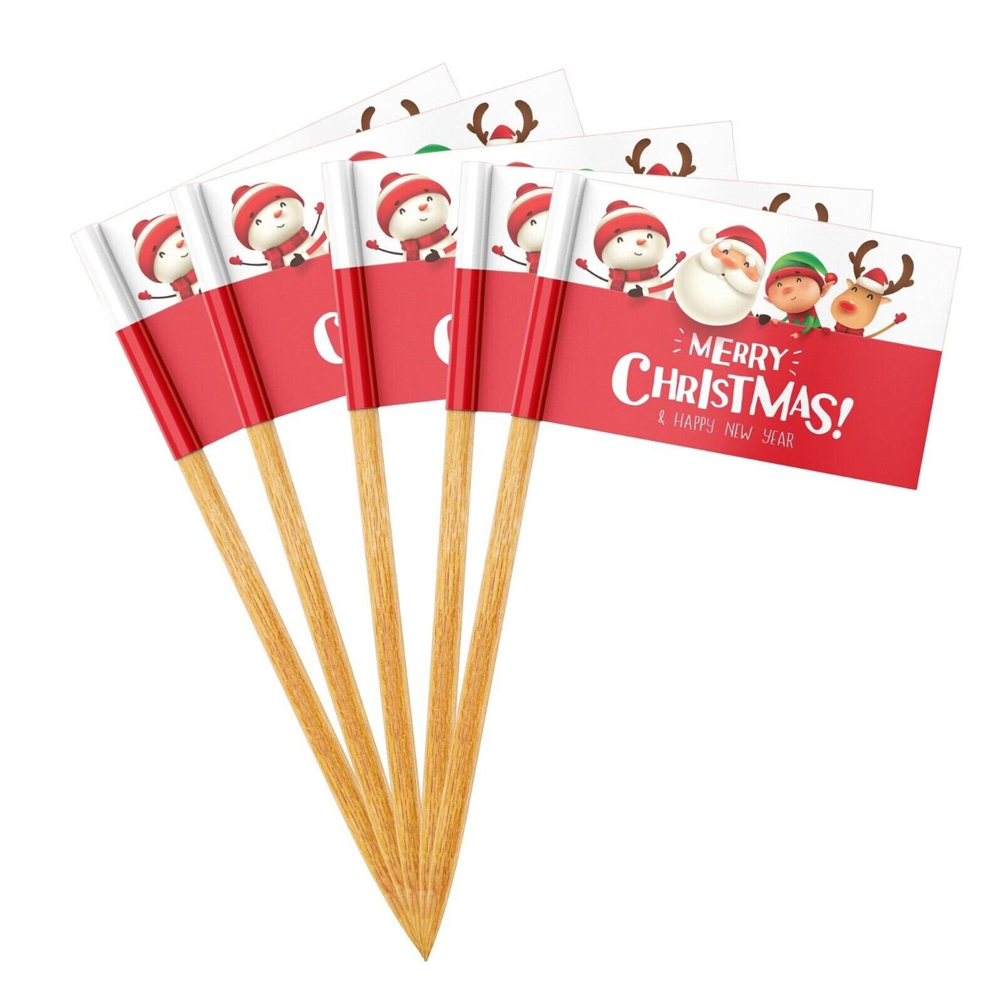 50 Christmas Cocktail Sticks Flags Cupcake Sandwich Flag Buffet Food Toppers