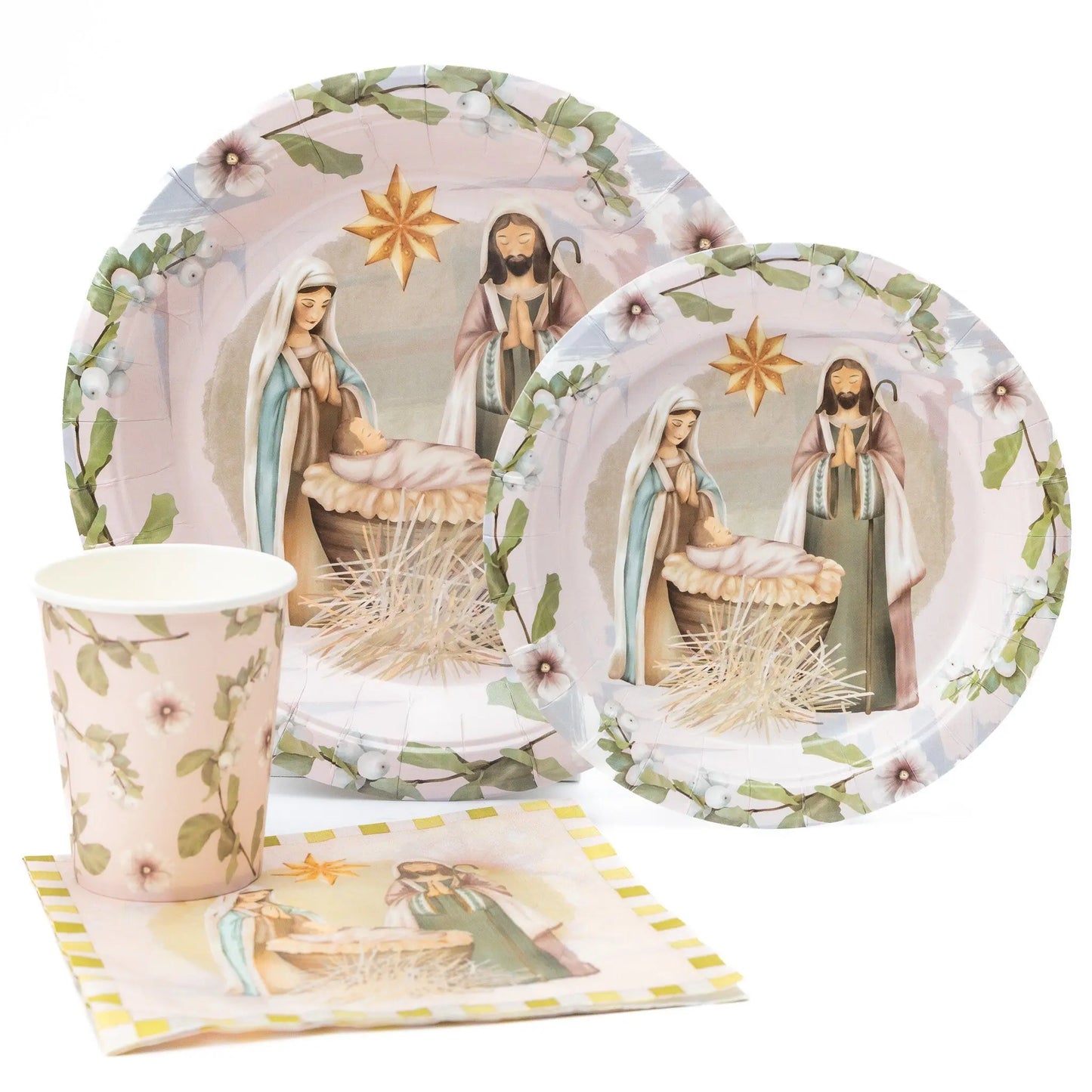 Christmas Religious Nativity Scene Partyware set Plates Cups Napkins Party Items Keechi & co.