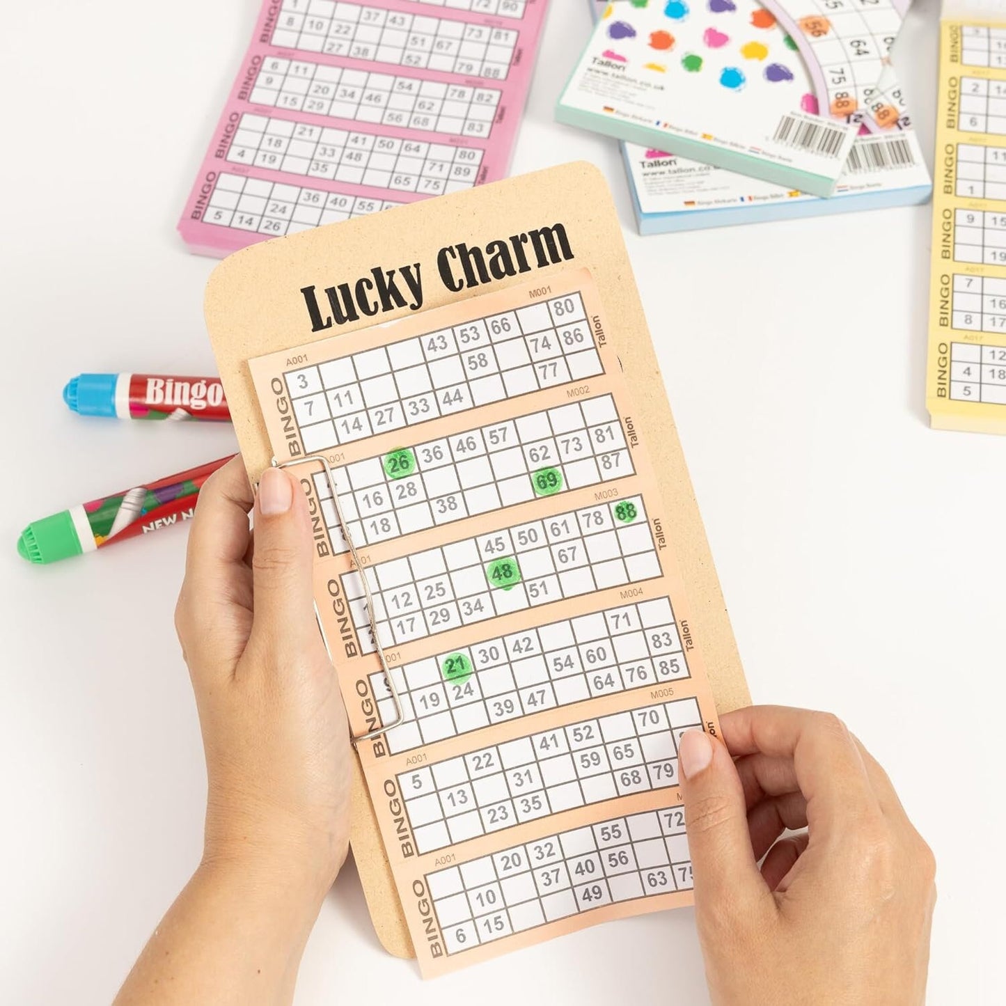 Family Bingo Fun Set 6 Colorful Dabbers 6 Books and 6 Game Boards for Unforgettable Game Nights Keechi & co.