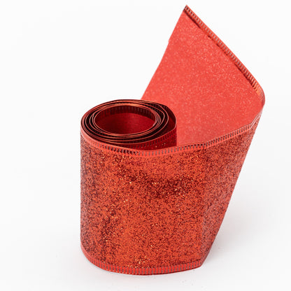 Christmas Cake Frill Ribbon – Red Glitter – 1 Yard – image 2
