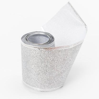 Christmas Cake Frill Ribbon – Silver Glitter – 1 Yard – image 2