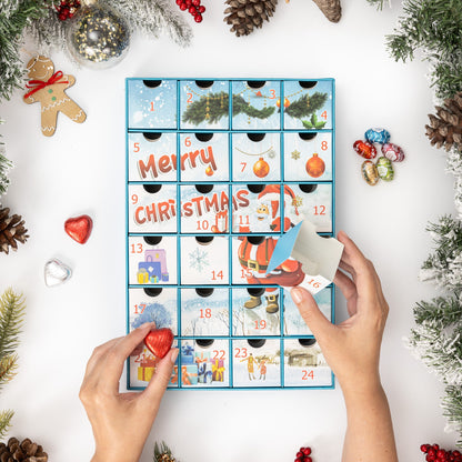 Fill Your Own Advent Calendar – 24 Drawers – Santa, Navy & Silver – image 5