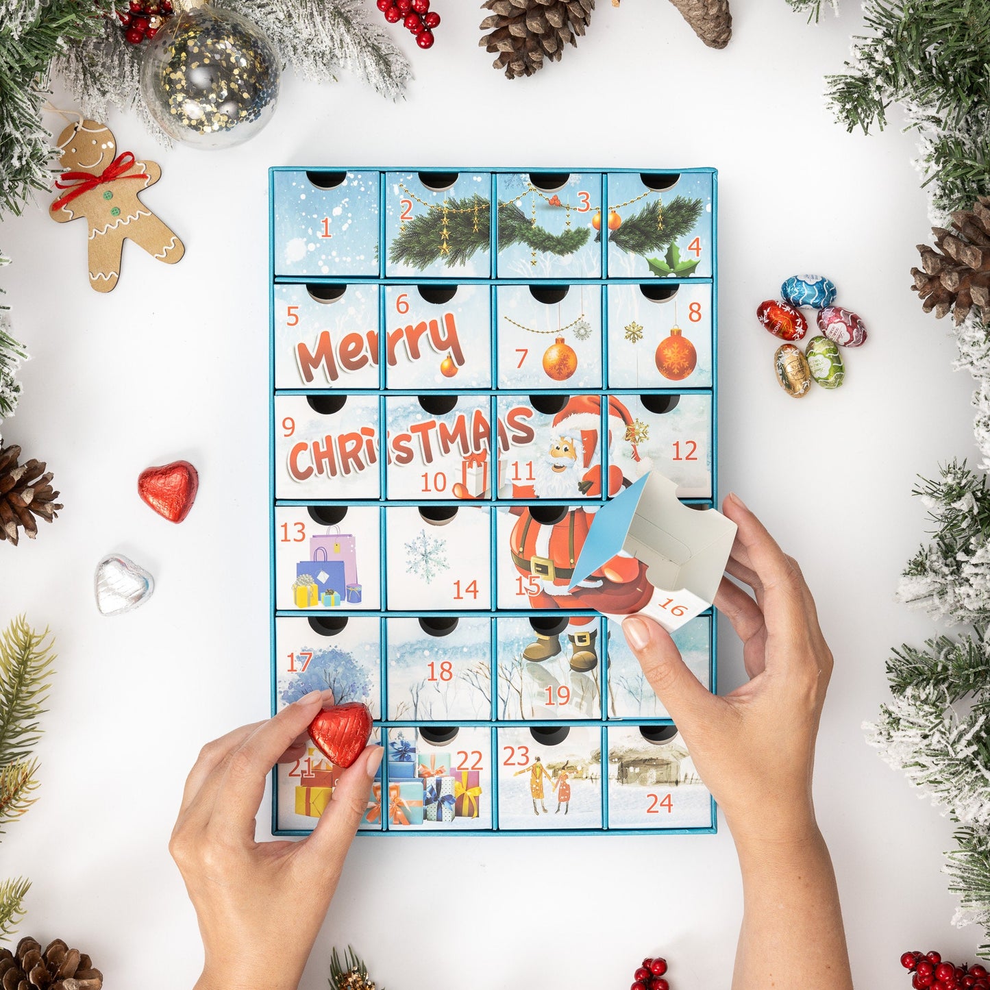 Fill your Own Advent Calendar 1-24 Draws Christmas Countdown