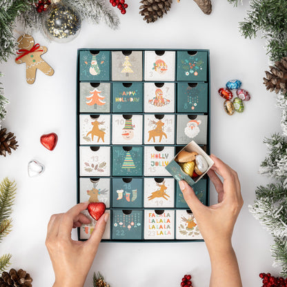 Fill Your Own Advent Calendar – 24 Drawers – Santa, Navy & Silver – image 8