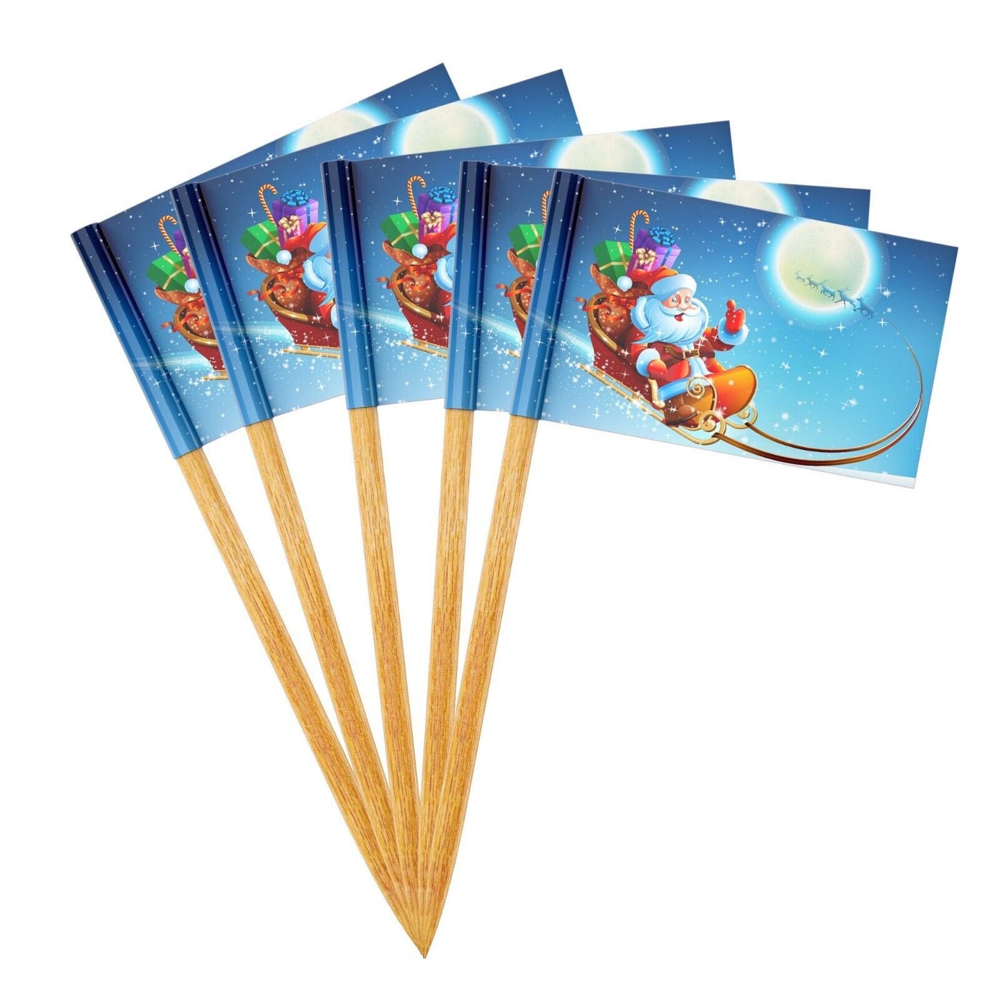 50 Christmas Cocktail Sticks Flags Cupcake Sandwich Flag Buffet Food Toppers